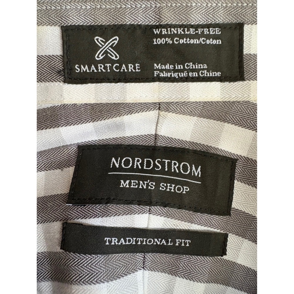 Nordstrom Men Wrinkle Free Gingham Button Down Shirt Traditional Fit Long Sleeve - Picture 2 of 8